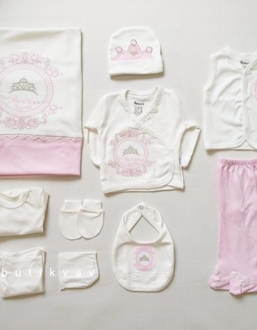 Miniworld Kız Bebek Prenses Taç Nakışlı 10'lu Hastane Çıkışı - Pembe — 1